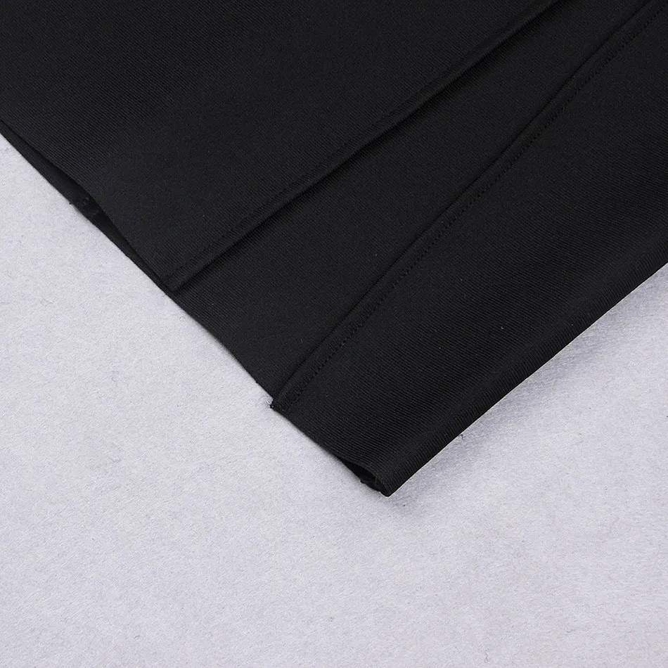 Black V Neck Spaghetti Bandage Midi Dress