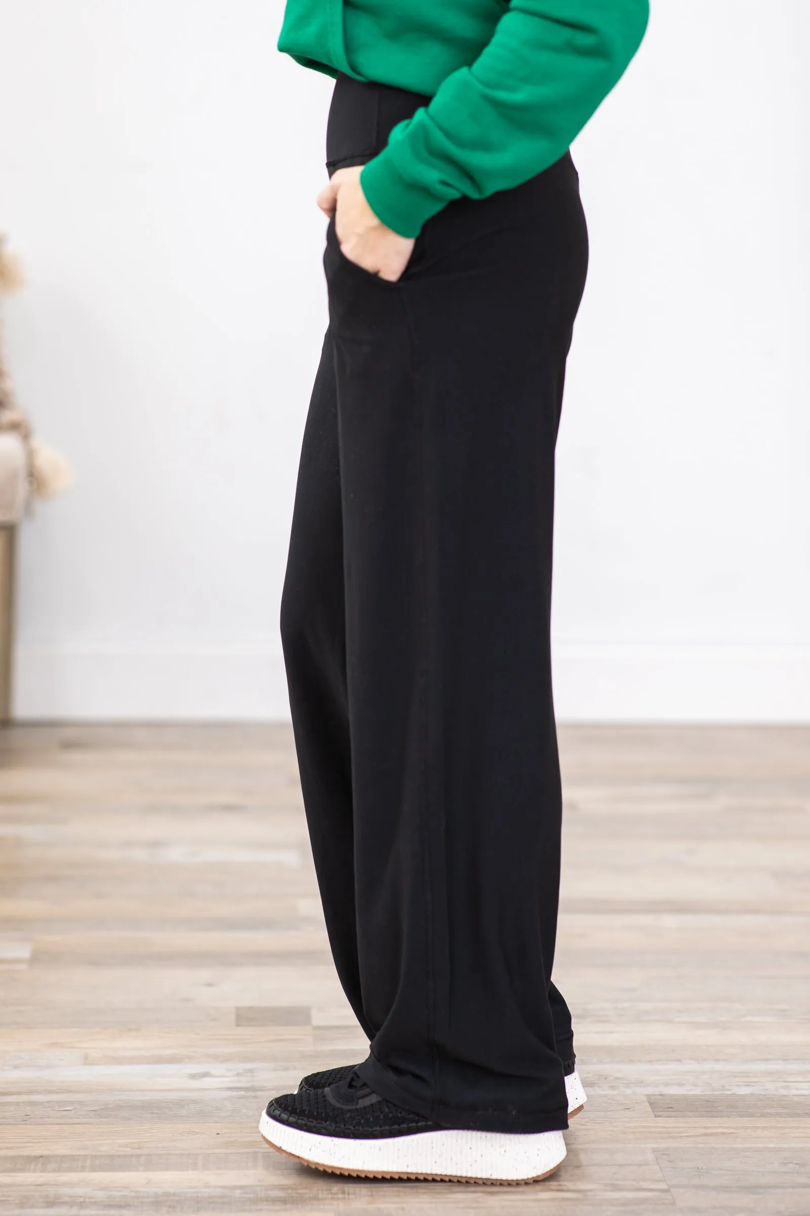 Black Wide Leg Activewear Pants