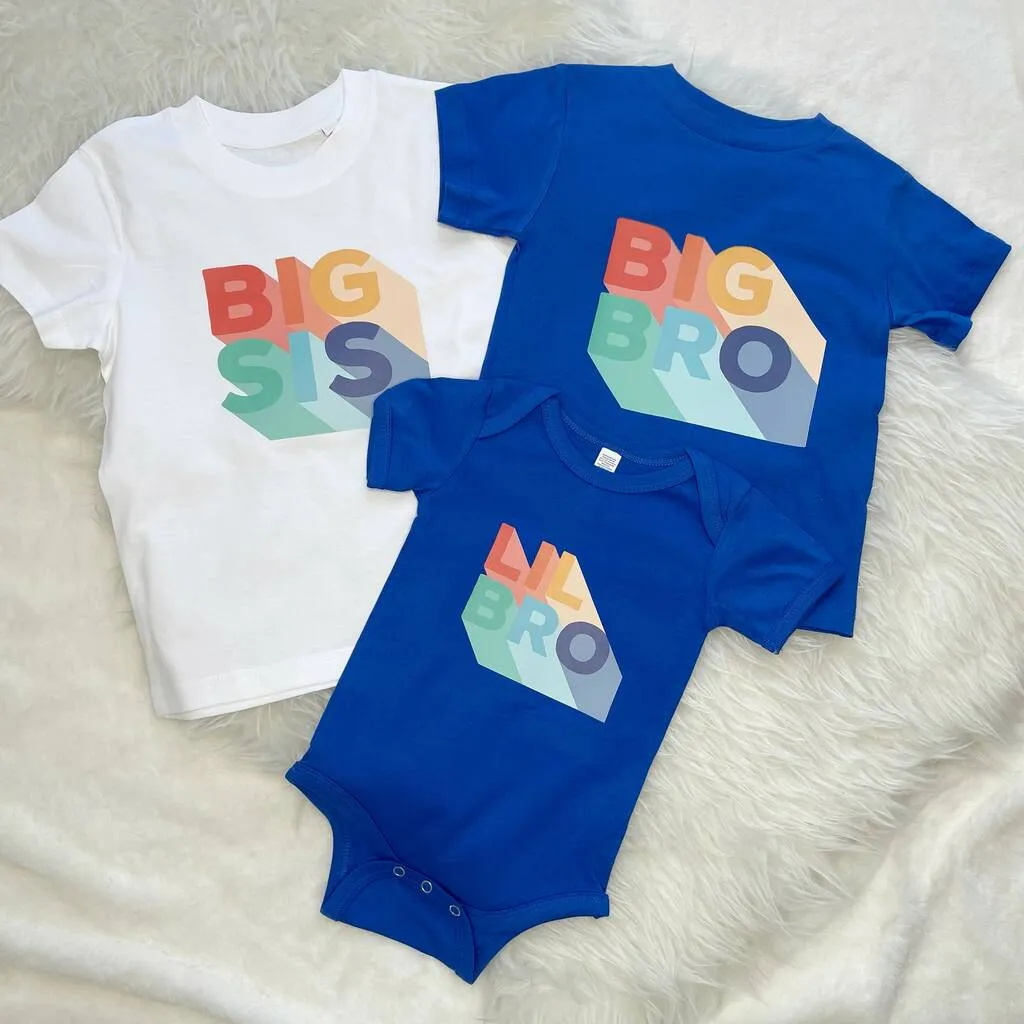 Block Brother Sister Matching T Shirt Set