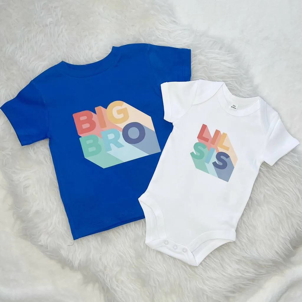 Block Brother Sister Matching T Shirt Set