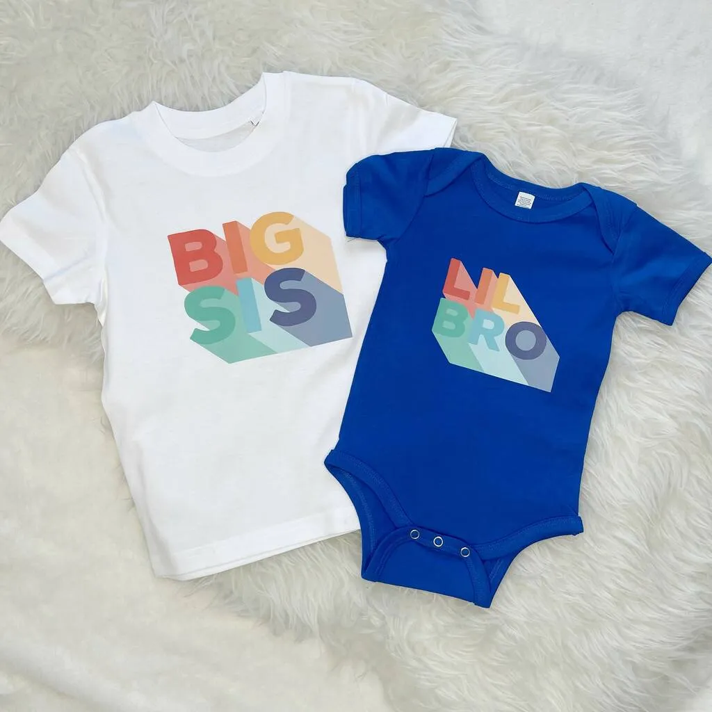 Block Brother Sister Matching T Shirt Set