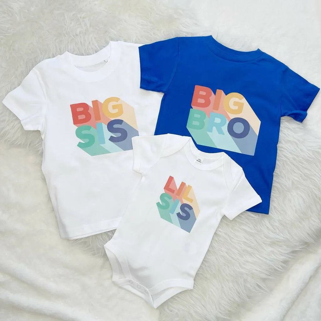 Block Brother Sister Matching T Shirt Set