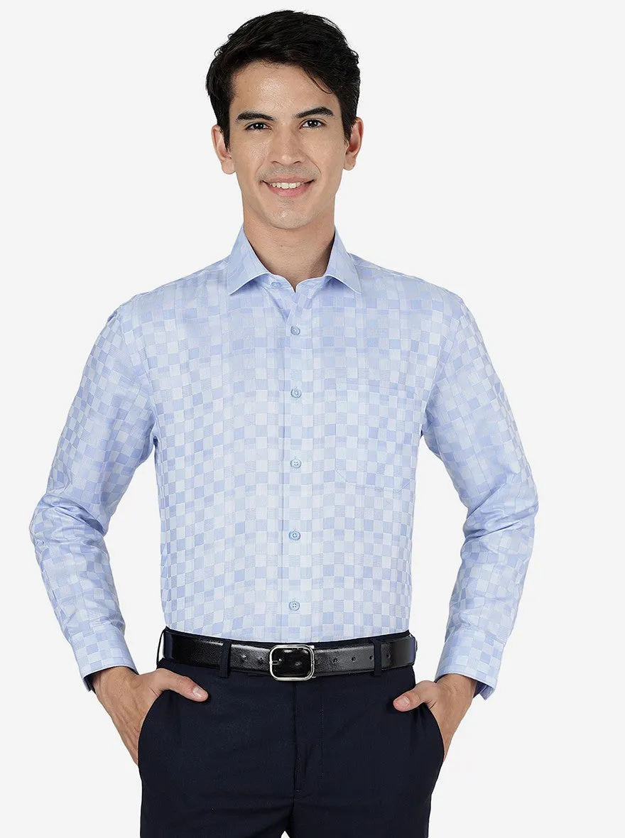 Blue Checked Regular Fit Formal Shirt | Greenfibre