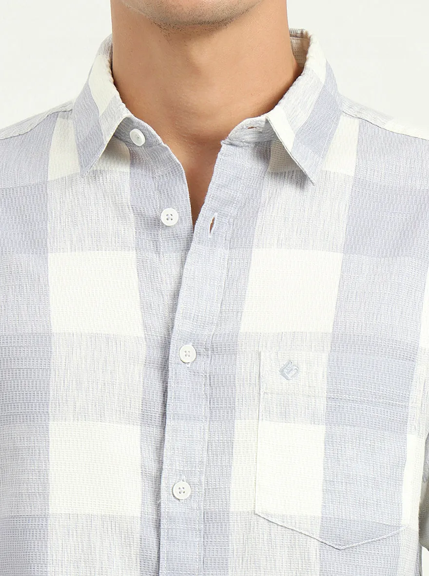 Blue Checked Slim Fit Casual Shirt | Greenfibre