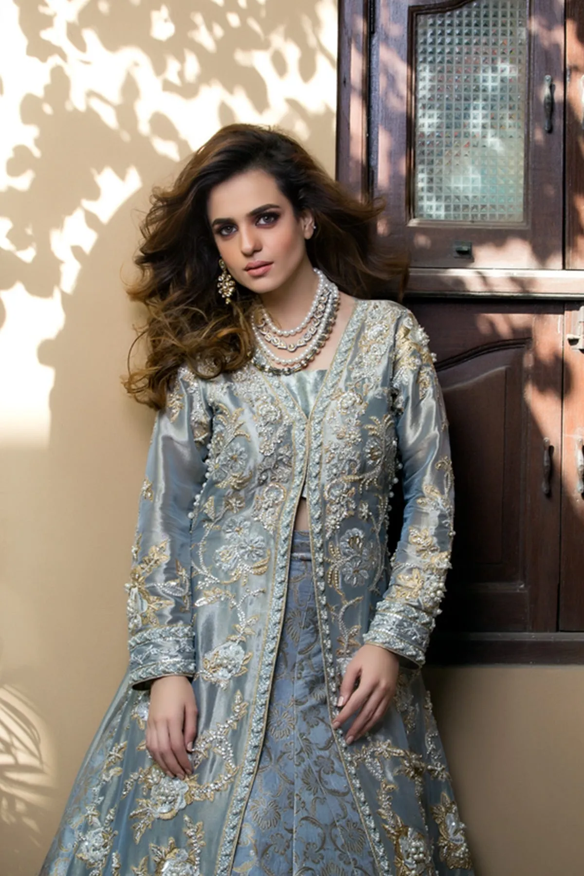 Blue Embellished Kameez Lehenga Pakistani Wedding Dresses