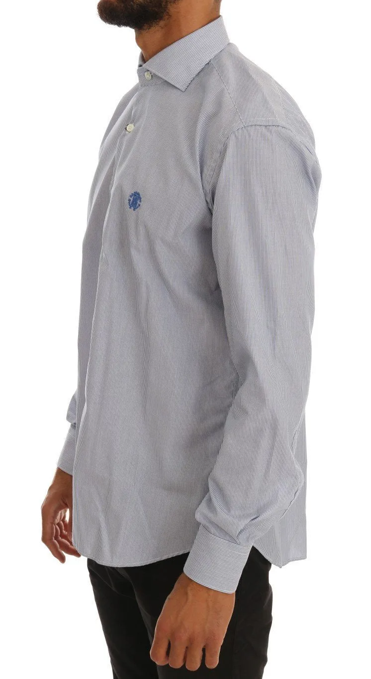 Blue Striped Slim Fit Dress Shirt