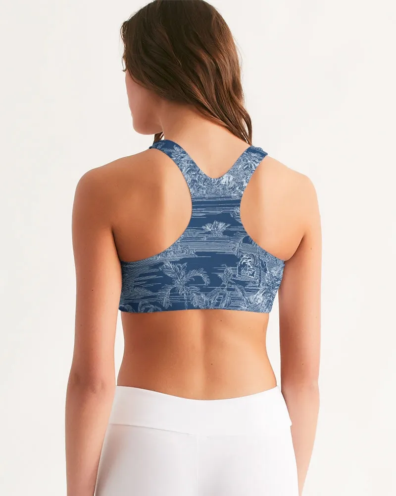 Blue Tiger Scene Women's Seamless Sports Bra