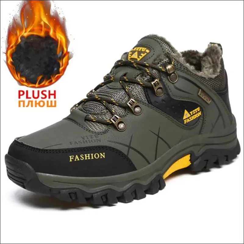 Brand men winter snow boots waterproof leather sneakers super warm men's boots outdoor male hiking