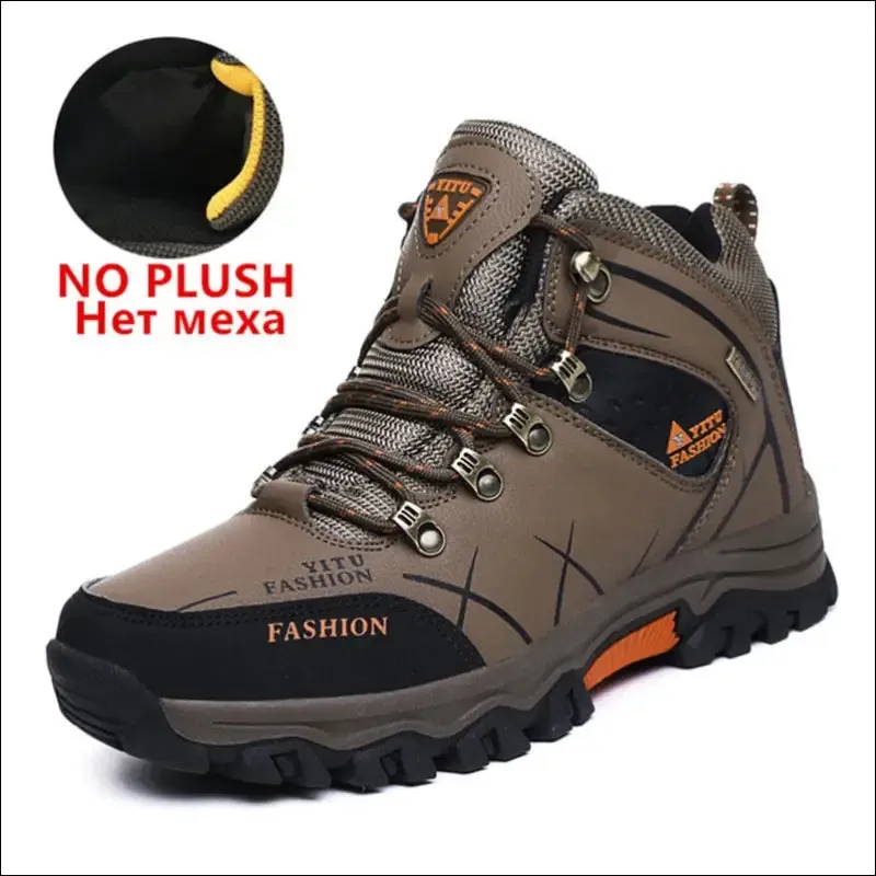 Brand men winter snow boots waterproof leather sneakers super warm men's boots outdoor male hiking