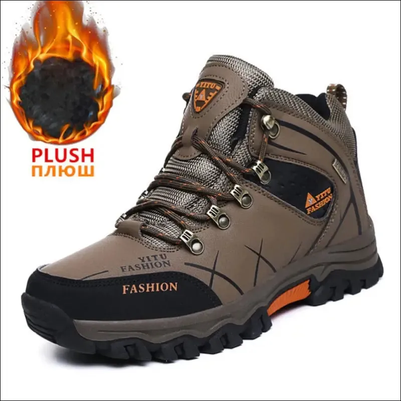 Brand men winter snow boots waterproof leather sneakers super warm men's boots outdoor male hiking