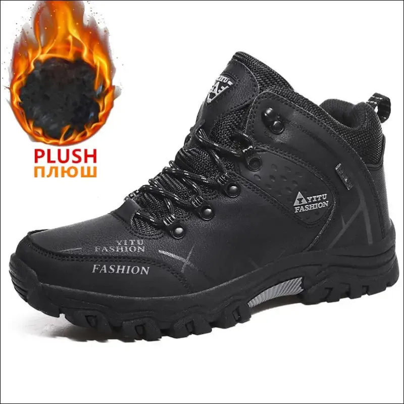 Brand men winter snow boots waterproof leather sneakers super warm men's boots outdoor male hiking