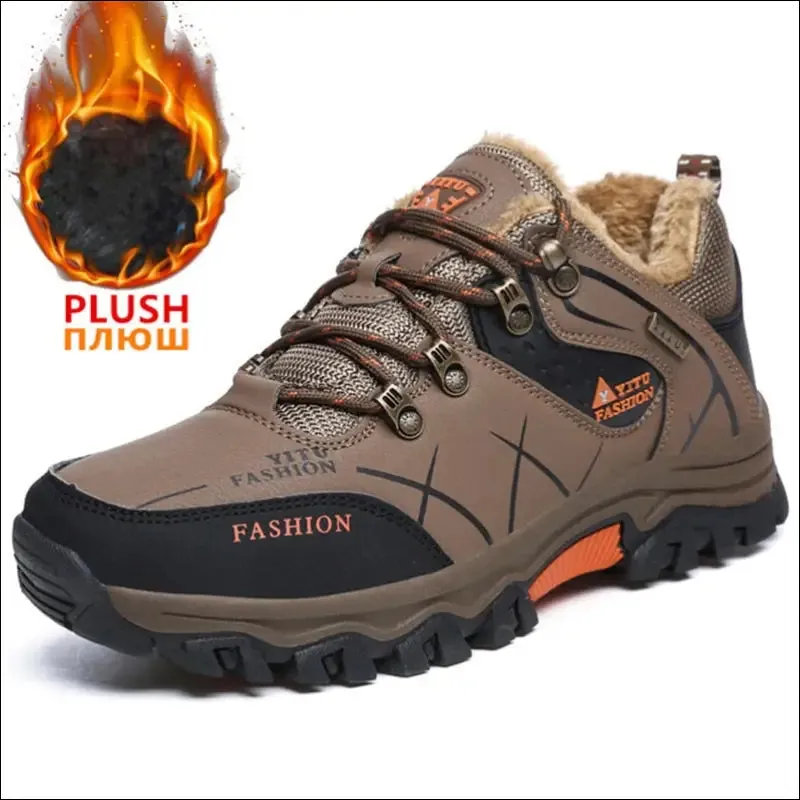 Brand men winter snow boots waterproof leather sneakers super warm men's boots outdoor male hiking