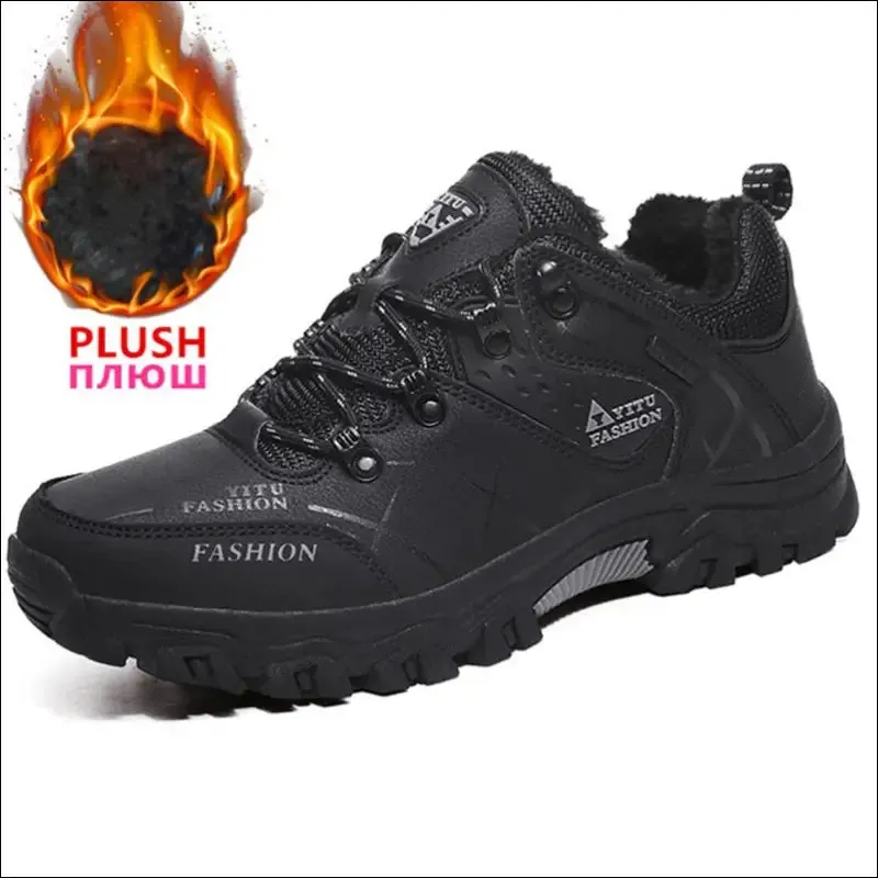 Brand men winter snow boots waterproof leather sneakers super warm men's boots outdoor male hiking