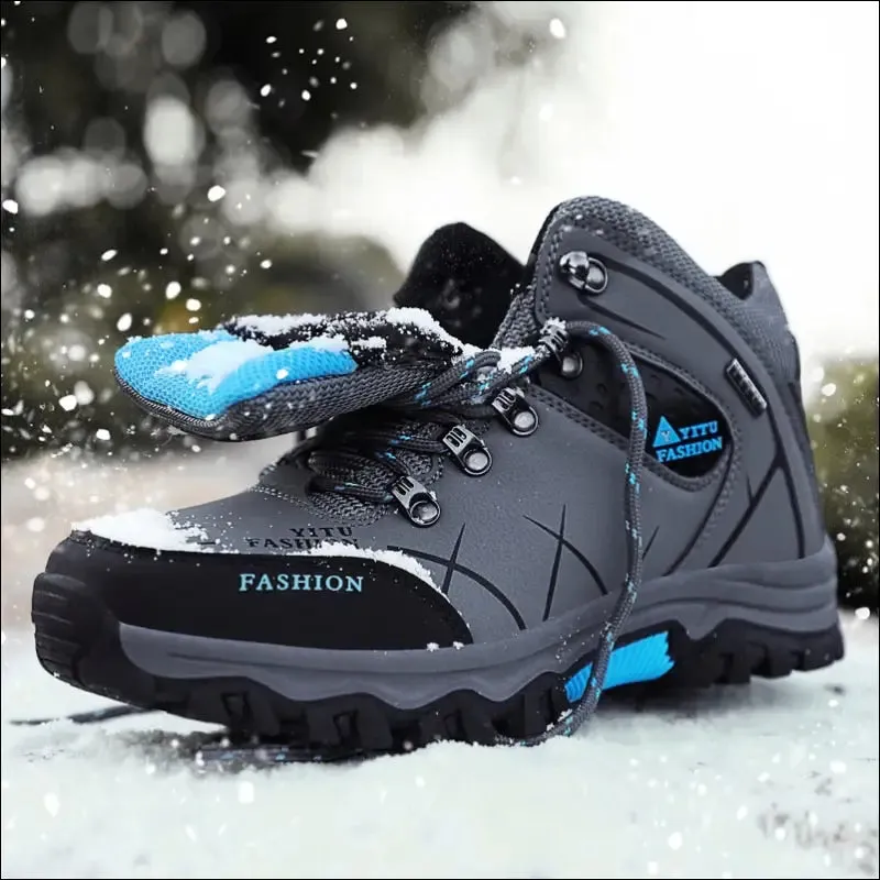 Brand men winter snow boots waterproof leather sneakers super warm men's boots outdoor male hiking