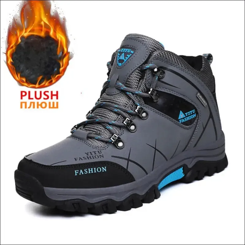 Brand men winter snow boots waterproof leather sneakers super warm men's boots outdoor male hiking