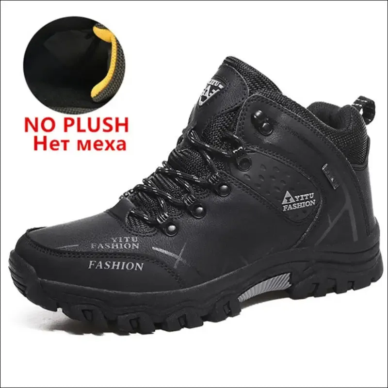 Brand men winter snow boots waterproof leather sneakers super warm men's boots outdoor male hiking