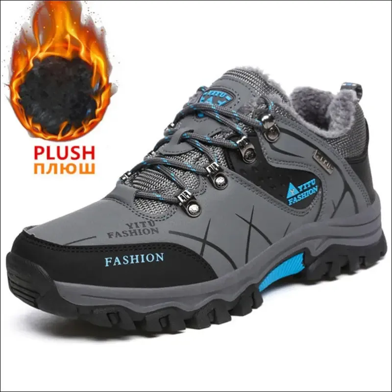 Brand men winter snow boots waterproof leather sneakers super warm men's boots outdoor male hiking