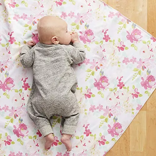 BreathableBaby Active Swaddle Blanket & Wrap 2 Pack – Pink Bloom and Pink Dots, Lightweight Premium Activewear Fabric, 47 x 47-inch Extra Large Multi-Use Blanket