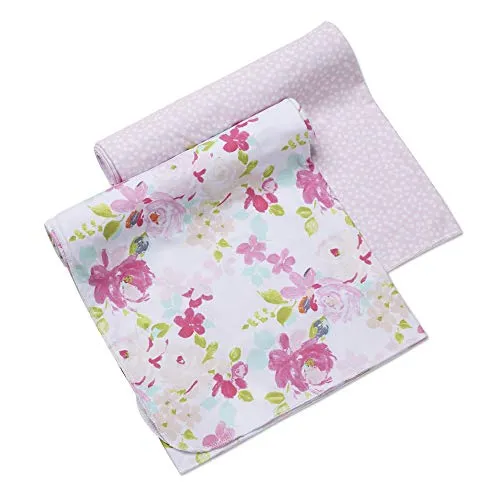BreathableBaby Active Swaddle Blanket & Wrap 2 Pack – Pink Bloom and Pink Dots, Lightweight Premium Activewear Fabric, 47 x 47-inch Extra Large Multi-Use Blanket