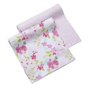BreathableBaby Active Swaddle Blanket & Wrap 2 Pack – Pink Bloom and Pink Dots, Lightweight Premium Activewear Fabric, 47 x 47-inch Extra Large Multi-Use Blanket