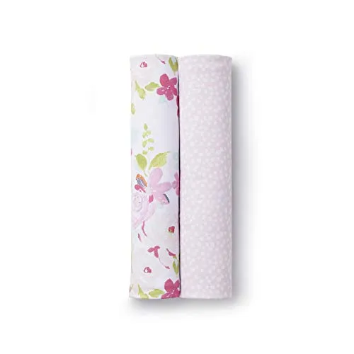 BreathableBaby Active Swaddle Blanket & Wrap 2 Pack – Pink Bloom and Pink Dots, Lightweight Premium Activewear Fabric, 47 x 47-inch Extra Large Multi-Use Blanket