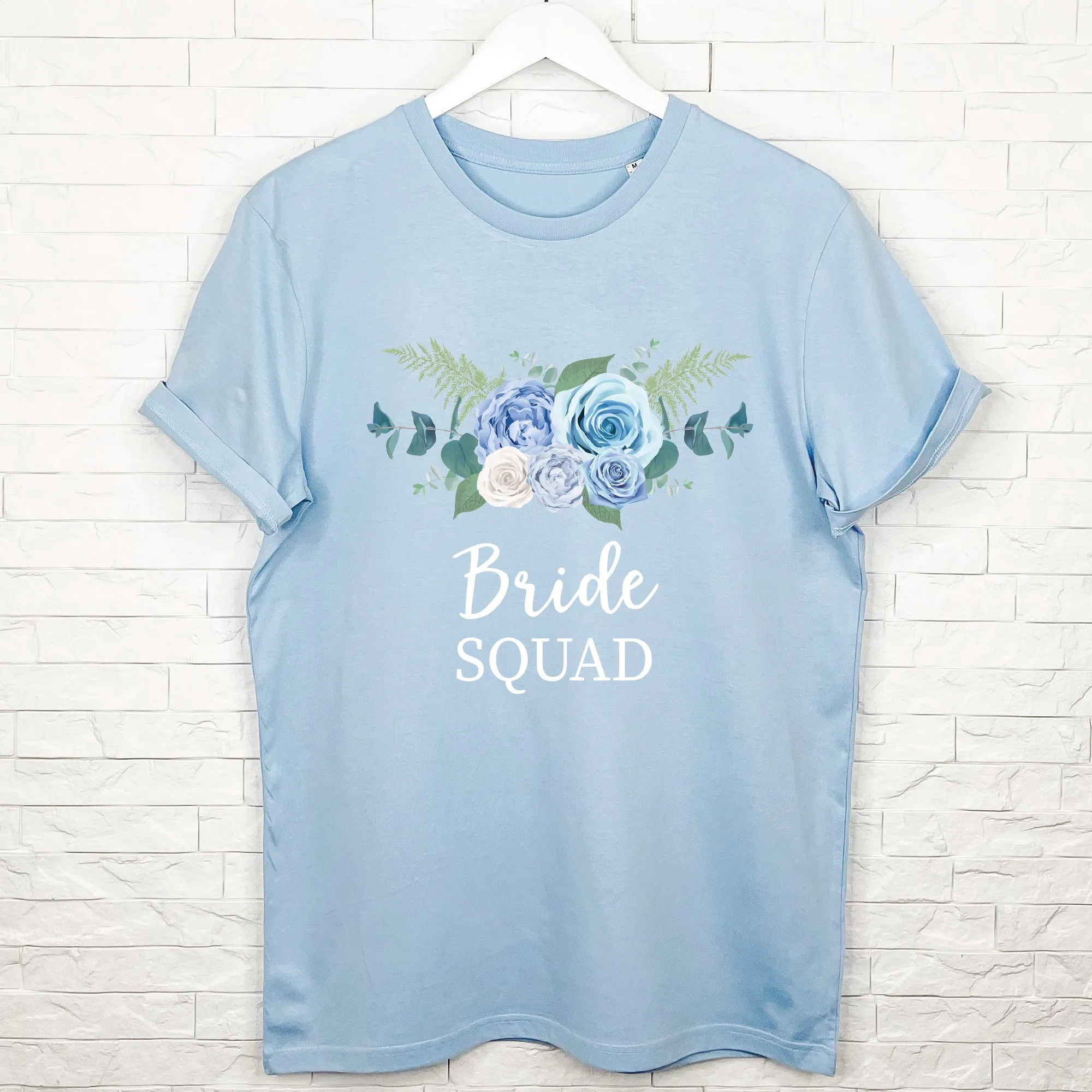 Bride To Be And Hen Blue Floral And Silver T Shirt Set