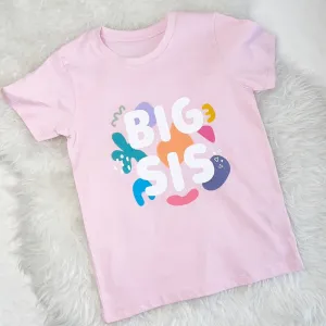 Bright Abstract Big Sis Lil Sis Pink T Shirt Set