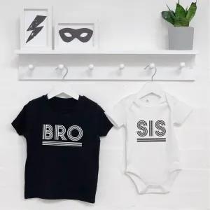 Bro Sis Monochrome Matching Sibling T Shirts