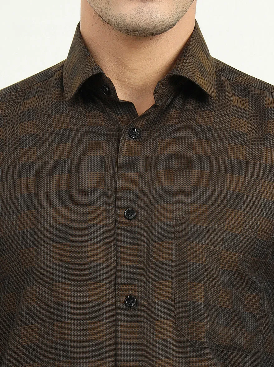 Brown & Black Checked Slim Fit Formal Shirt | Greenfire