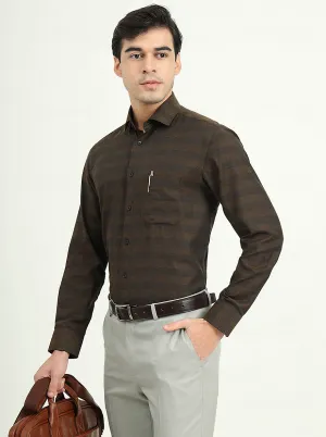 Brown & Black Checked Slim Fit Formal Shirt | Greenfire