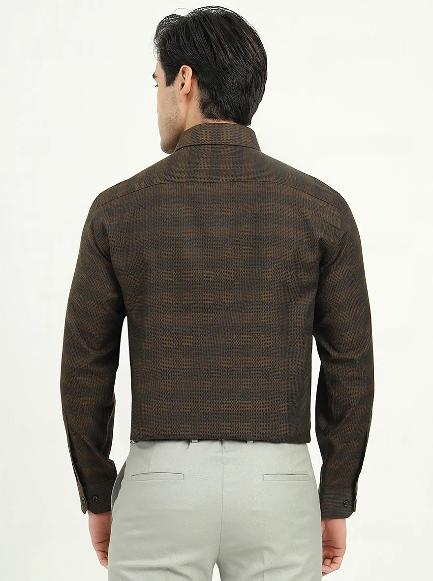 Brown & Black Checked Slim Fit Formal Shirt | Greenfire