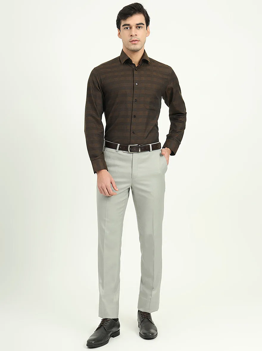 Brown & Black Checked Slim Fit Formal Shirt | Greenfire