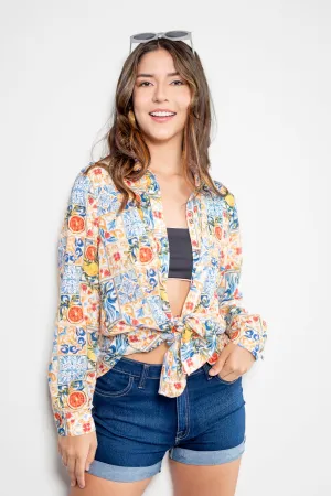 Button-Up Shirt Lemon Print