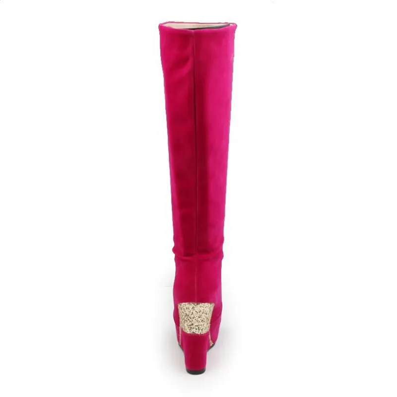 Calf Boots Women Flock Boots Black Snow Boots