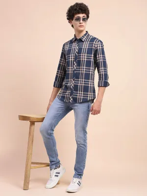 Camla Barcelona Chequered Blue Regular Shirt
