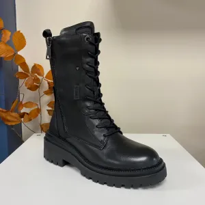 Carmela Black Leather Biker Boots