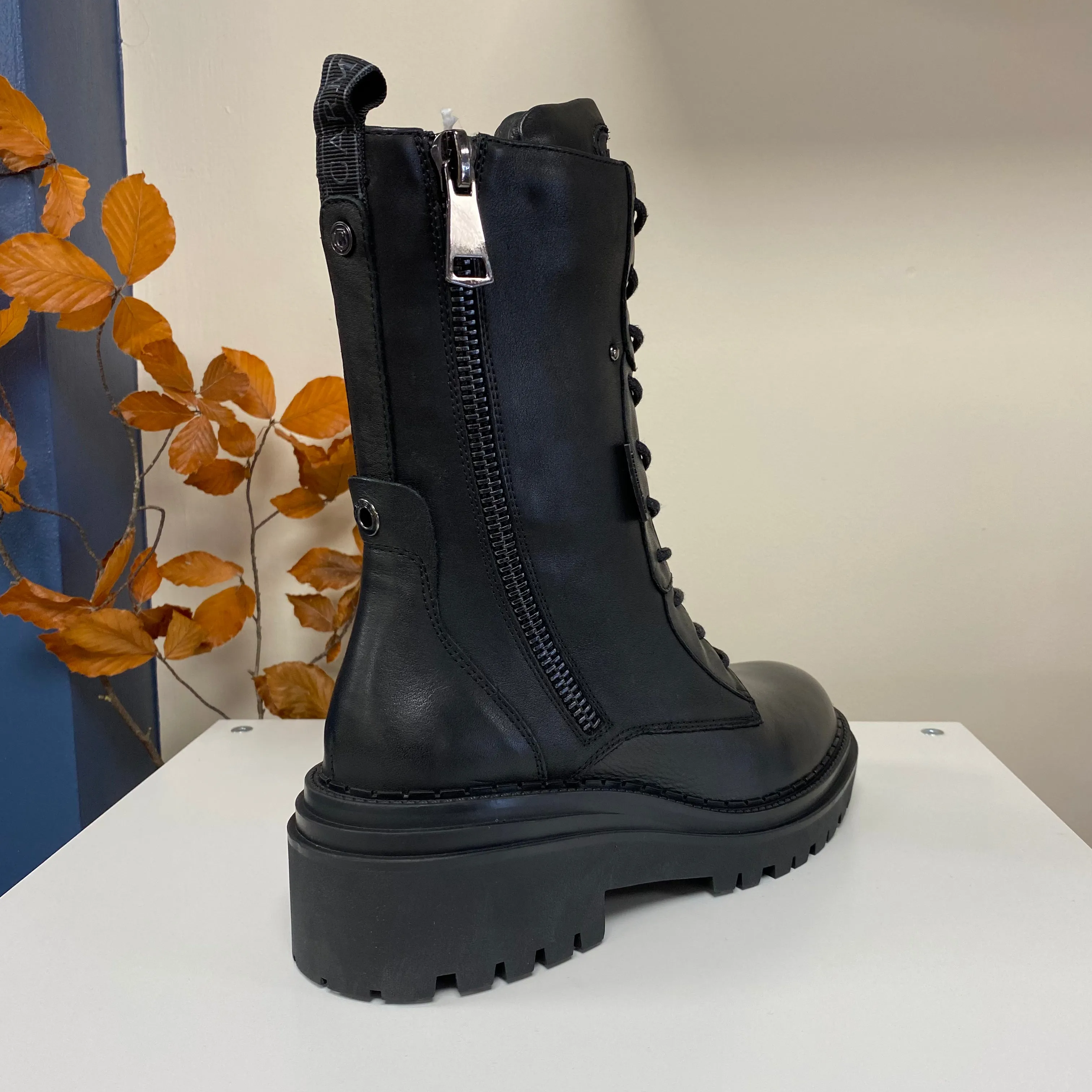 Carmela Black Leather Biker Boots