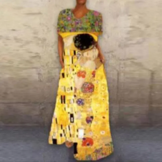 Cartoon Print Party Pocket Maxi Dress
