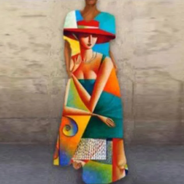 Cartoon Print Party Pocket Maxi Dress