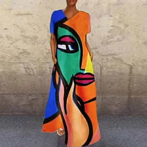 Cartoon Print Party Pocket Maxi Dress