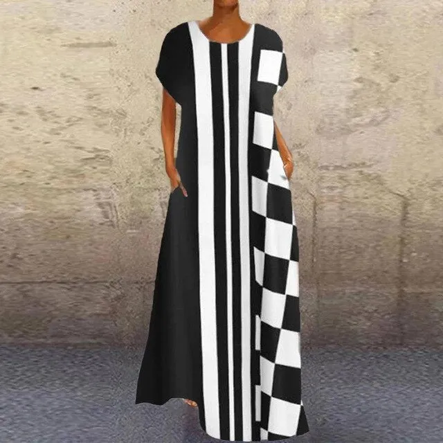 Cartoon Print Party Pocket Maxi Dress