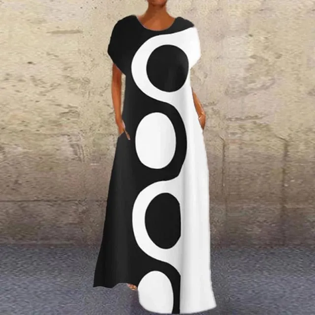 Cartoon Print Party Pocket Maxi Dress