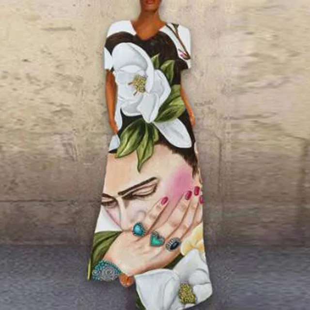 Cartoon Print Party Pocket Maxi Dress