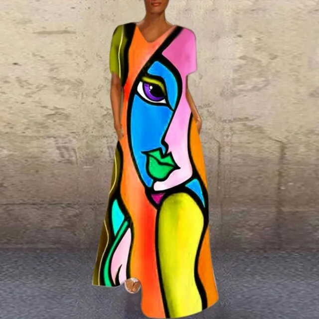 Cartoon Print Party Pocket Maxi Dress