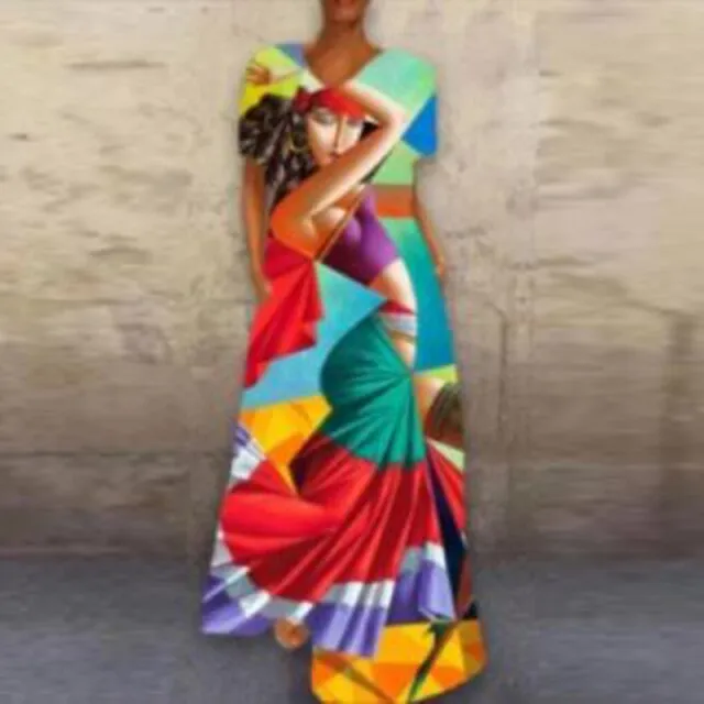 Cartoon Print Party Pocket Maxi Dress