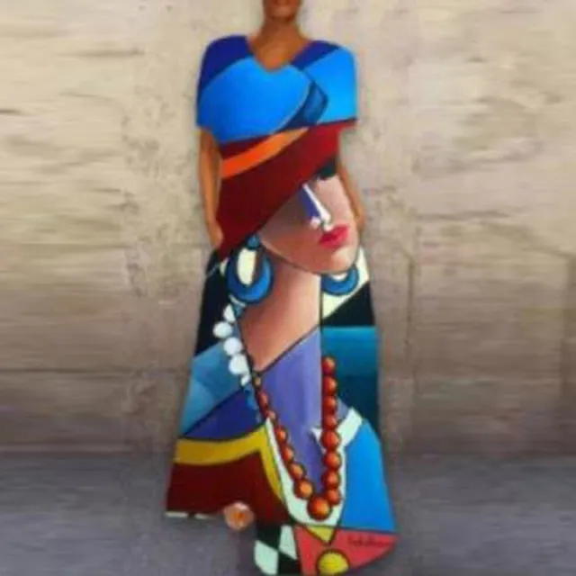 Cartoon Print Party Pocket Maxi Dress