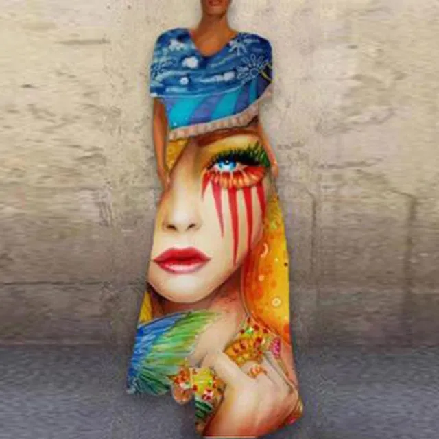 Cartoon Print Party Pocket Maxi Dress