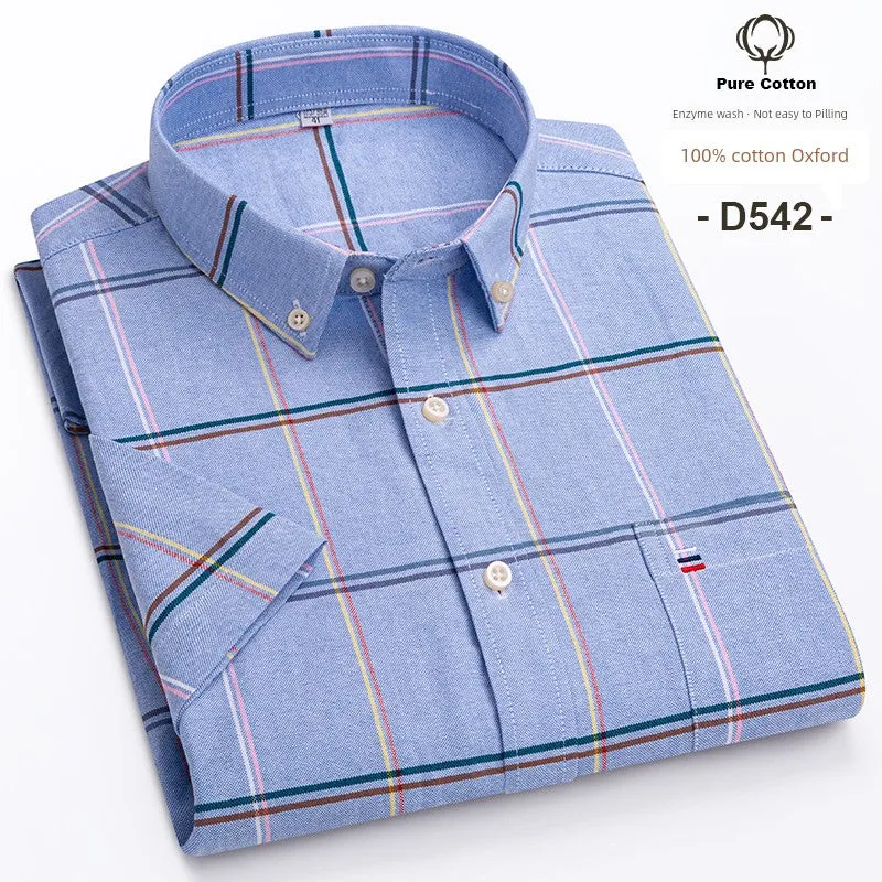 Casual Oxford Men's Short-Sleeved Dress Shirts