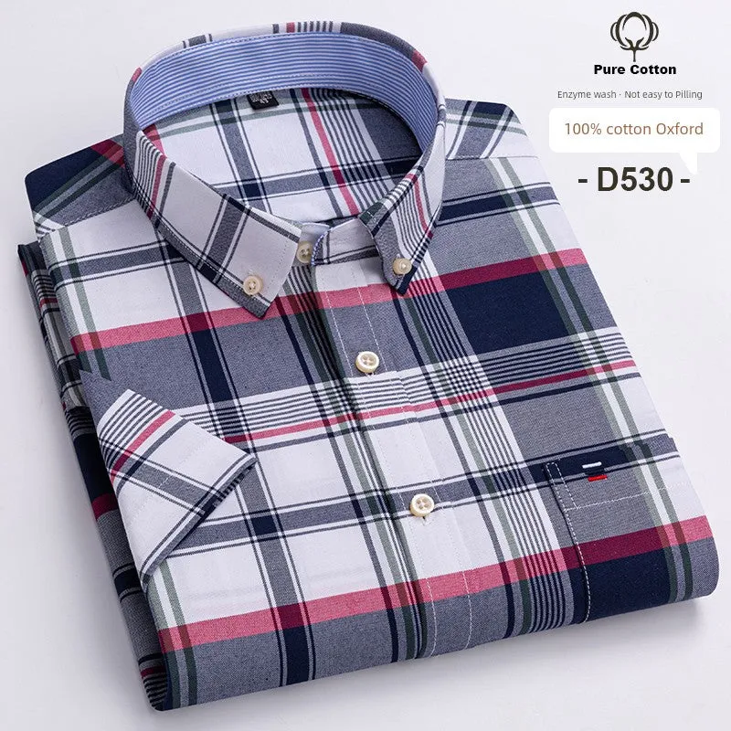 Casual Oxford Men's Short-Sleeved Dress Shirts