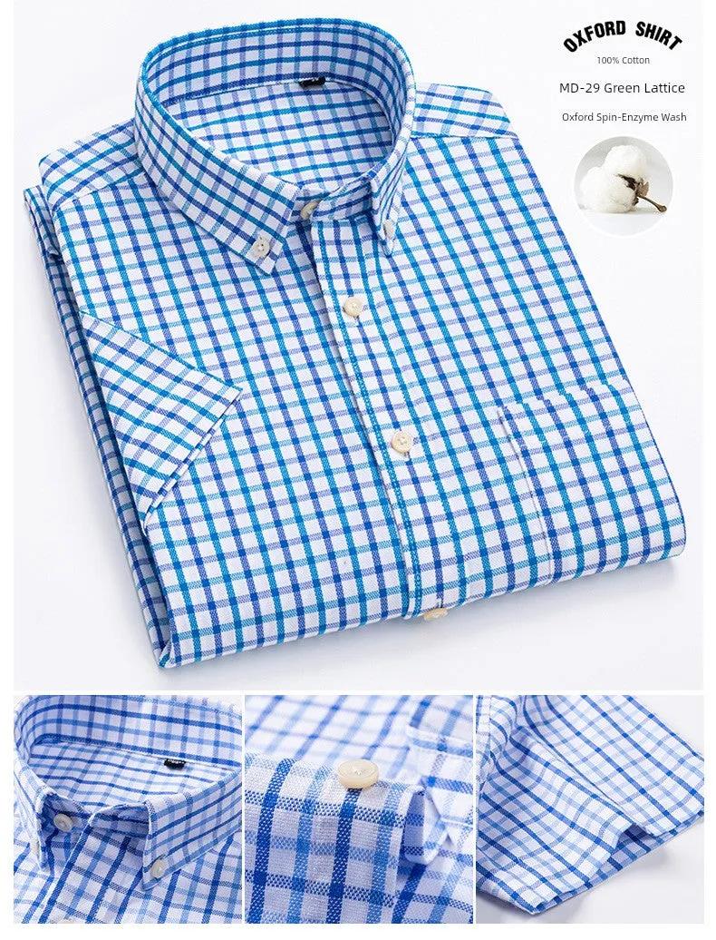 Casual Oxford Men's Short-Sleeved Dress Shirts